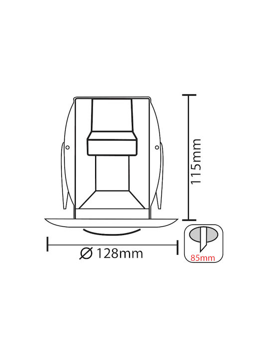 Ceiling Round Recessed Spot with E27 Bulb Base Black 63x63cm