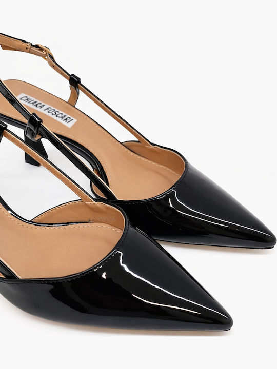 Pumps aus Lackleder mit Dünnem Mittelhohem Absatz Schwarz A71-803-Schwarz