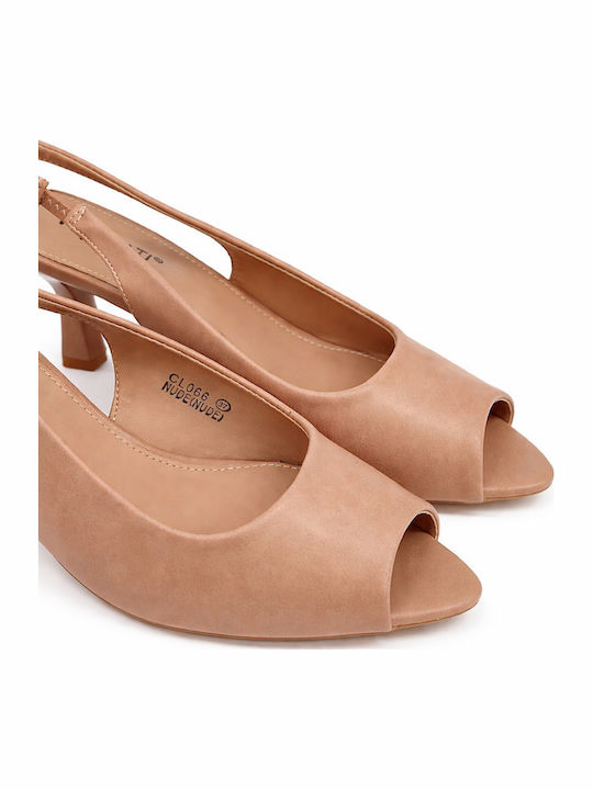 Peep Toe Heels with Thin Mid Heel Pink