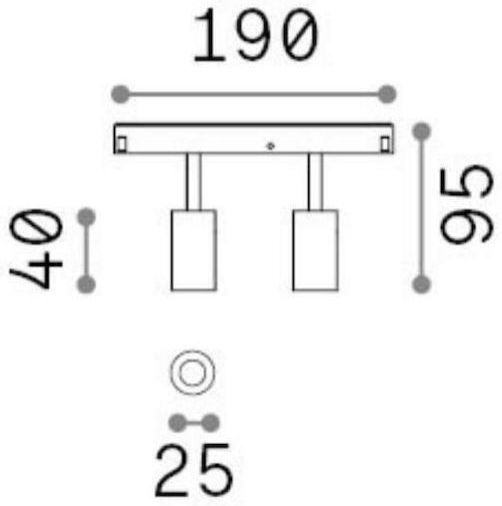 Ideal Lux Ego Track Double Built-In Led Natural White Spot in Black Colour