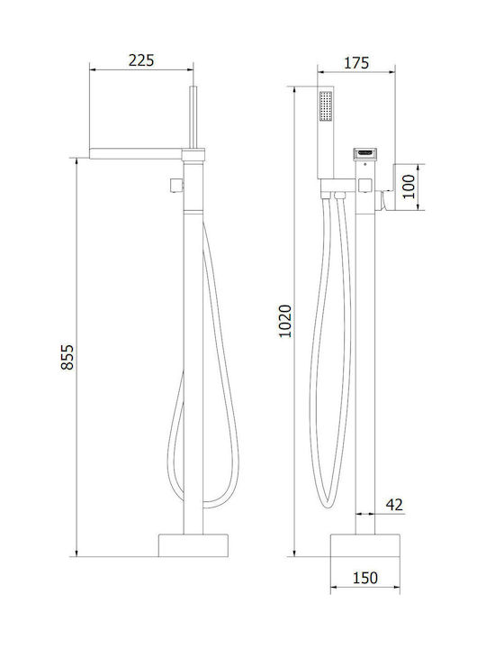 Mexen Thermostatische Badewannenmischbatterie Komplettes Set Schwarze