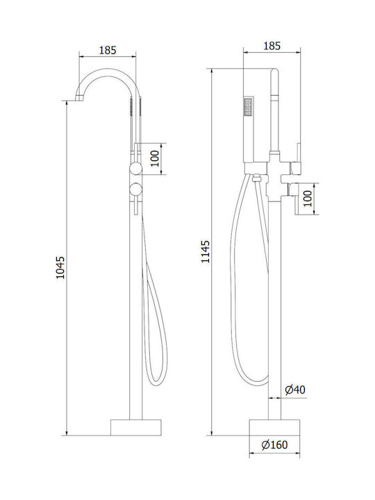 Mexen Thermostatische Badewannenarmatur Komplettes Set