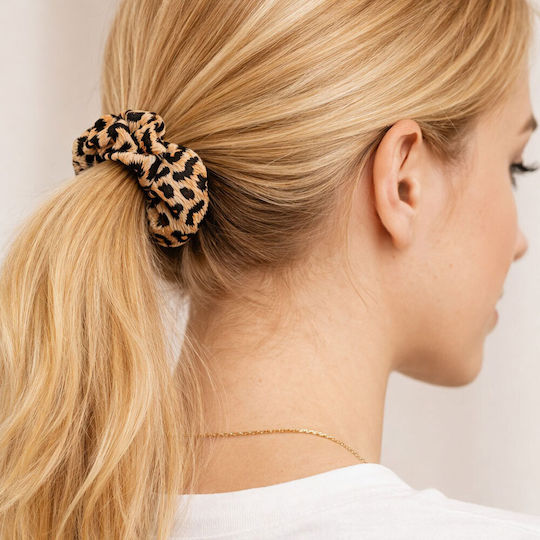 Сет 12 Броя Ластичета За Коса Леопардови Различни Нюанси Платнени Set 12 Leopard Print Fabric Hair Scrunchies Assorted Shades A40001-1