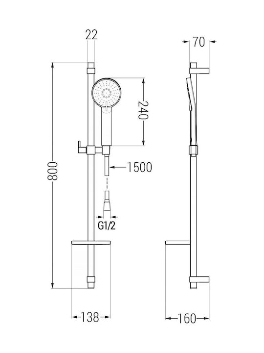 Mexen Mixing Shower Faucet Complete Set Gold