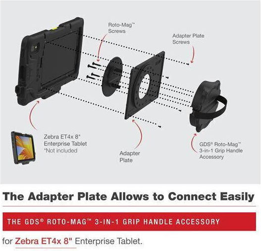 Ram Mounts Gds Roto-mag 3-in-1 Handle Accessory Zebra Et4x 8" Tablet Multicolor
