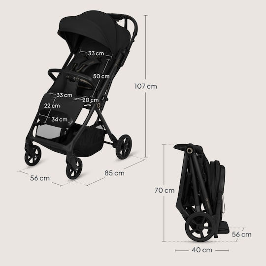 Lionelo Tansi Baby Stroller Suitable from 6+ Months Black Onyx