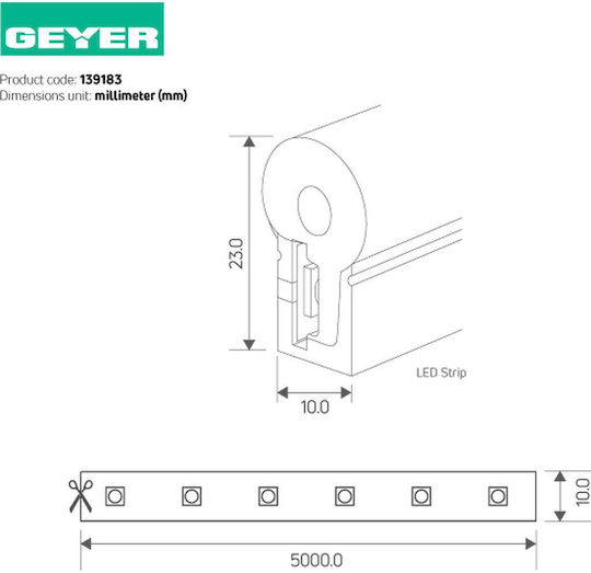 Geyer Водоустойчива LED Лента 24V Топло бяло Светлина 5м Неон Флекс