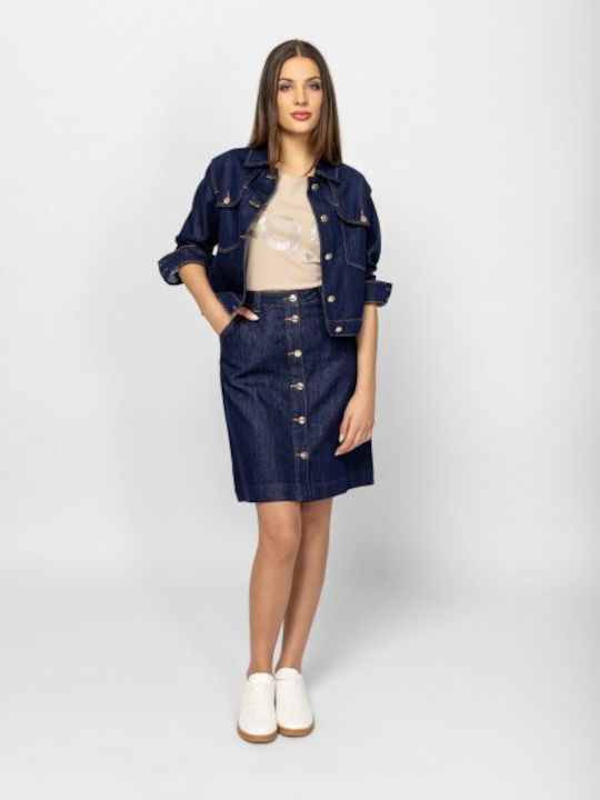 Denim Midi Skirt D.k Blue Denim
