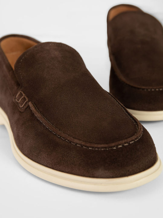 Suede Ανδρικά Loafers σε Καφέ Χρώμα