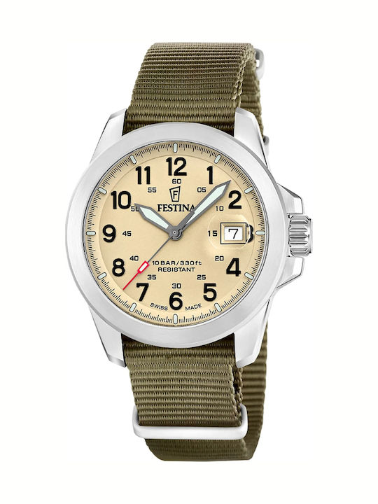 Festina Ανδρικό Ρολόι Μπαταρίας με Ασημί Μεταλλικό Μπρασελέ