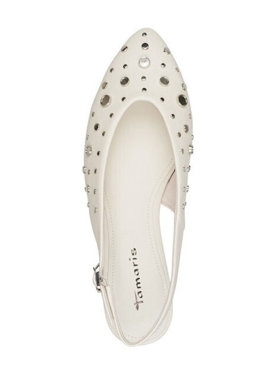 Damen Ballerinas Slingback Mit Riemen in Weiß Farbe