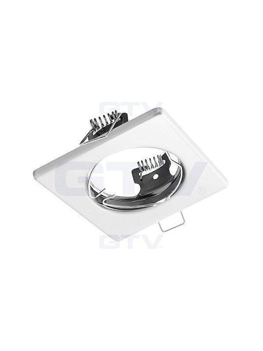 Gtv Square Recessed Spot with Socket GX5.3 White 7.4x7.4cm. 1pcs