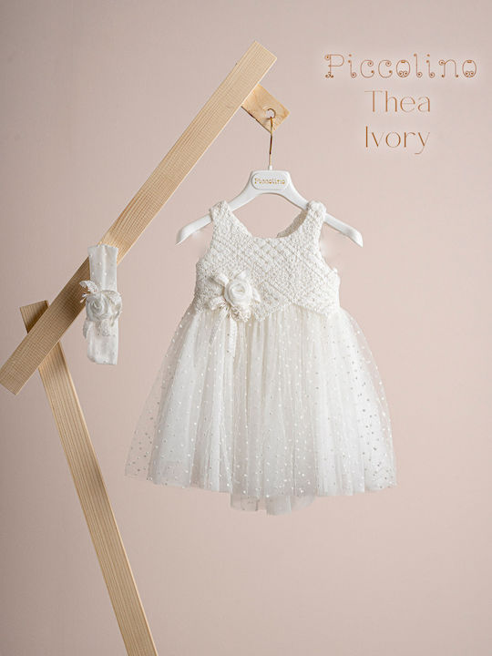 Piccolino Thea White Baptism Dress DR25S153 Ivory