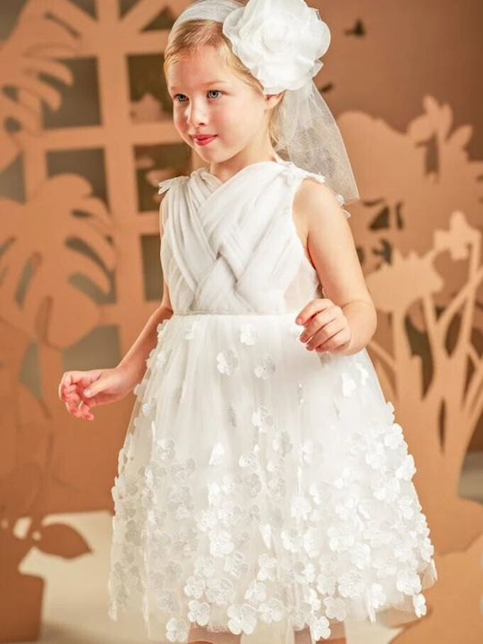 Baby Bloom Бяла Рокля за Кръщене от Тюл