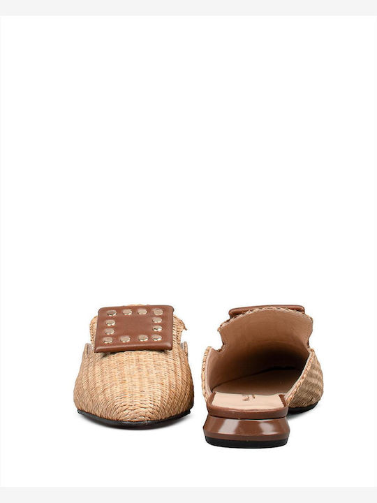 Mules With Heel In Beige Colour