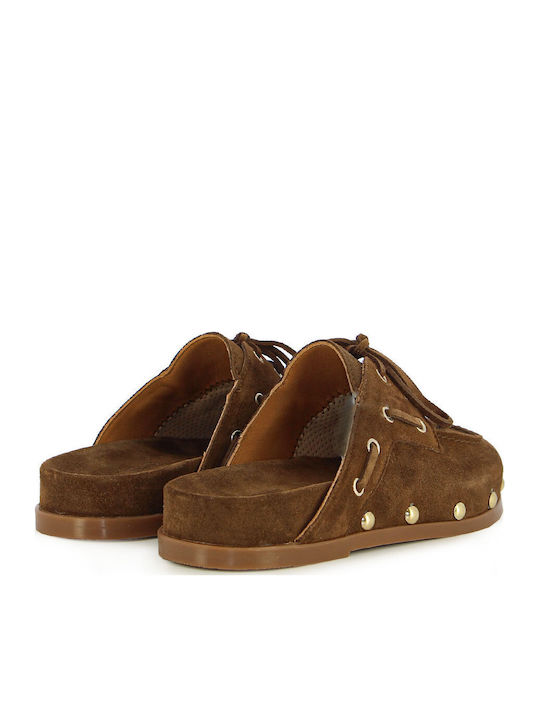 Flat Mules σε Καφέ Χρώμα