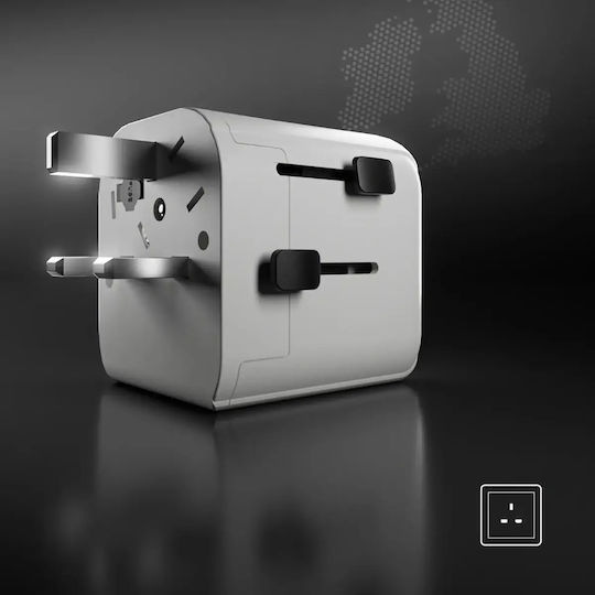 SBS Αντάπτορας Πρίζας από Universal σε Universal με 2 Θύρες USB