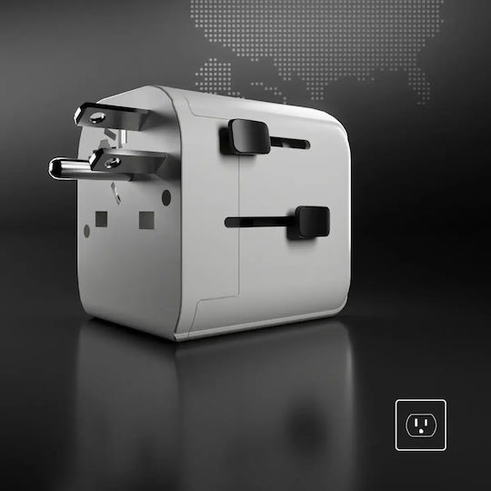 SBS Αντάπτορας Πρίζας από Universal σε Universal με 2 Θύρες USB