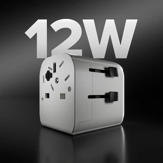 SBS Αντάπτορας Πρίζας από Universal σε Universal με 2 Θύρες USB
