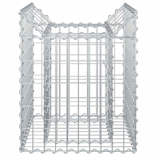 vidaXL Gabion Box Pentru Gard De Grădină Din Oțel 50x50x60 Cm Argintiu