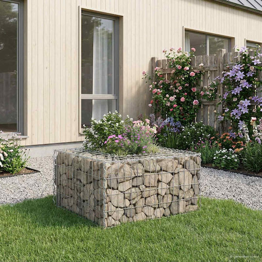 vidaXL Garden Fencing Supplies Steel Gabin Box for Garden Fencing from Steel 80x80x40cm Silver