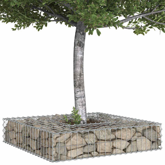 vidaXL Gabion Box Pentru Garduri De Grădină Din Oțel 100x100x20 Cm Argintiu
