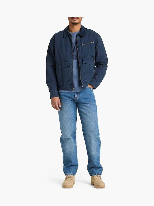 Men's Cargo Jeans Pants Dark Blue