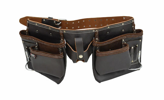 Leather Waist Tool Belt 11 Pockets Aw-tools Black