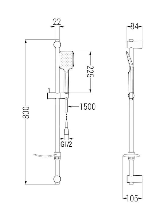 Mexen Thermostatic Bathtub Mixing Faucet Complete Set White