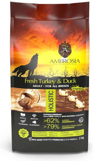 Ambrosia Fresh Turkey & Duck Adult All Breeds 12kg Ξηρά Τροφή χωρίς Σιτηρά για Ενήλικους Σκύλους με Γαλοπούλα και Πάπια