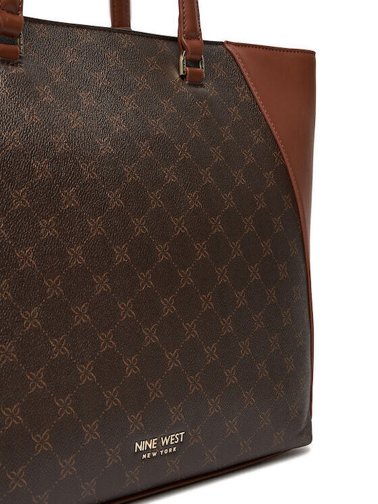 Stoff Damen Schultertasche Braun