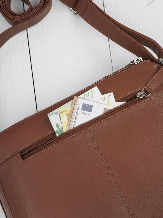 Leder Damen Schultertasche Silber