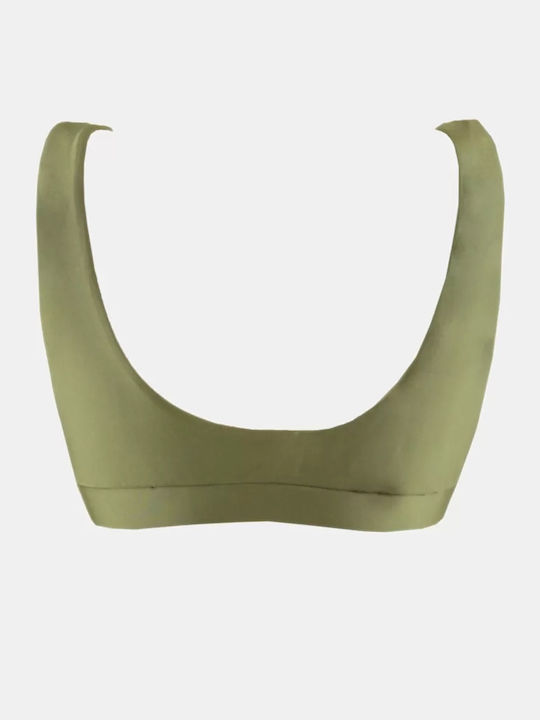 Khaki Shiny Bikini Top