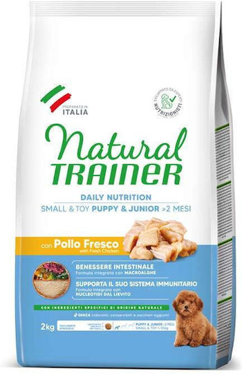 Natural Trainer Small & Toy Puppy & Junior 2kg Hrană Uscată pentru Căţei de Rase Mici cu Pui