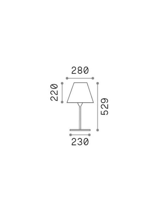 Ideal Lux Metal Table Lamp for Socket E27 with Black Shade and Base