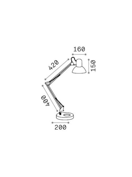 Ideal Lux Wally Office Lamp with Foldable Arm for Socket E27 in Black Color