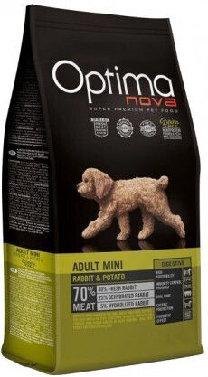 Optimanova Adult Mini Digestive 2kg Dry Food Grain-Free for Adult Small Breed Dogs with Rabbit and Potatoes
