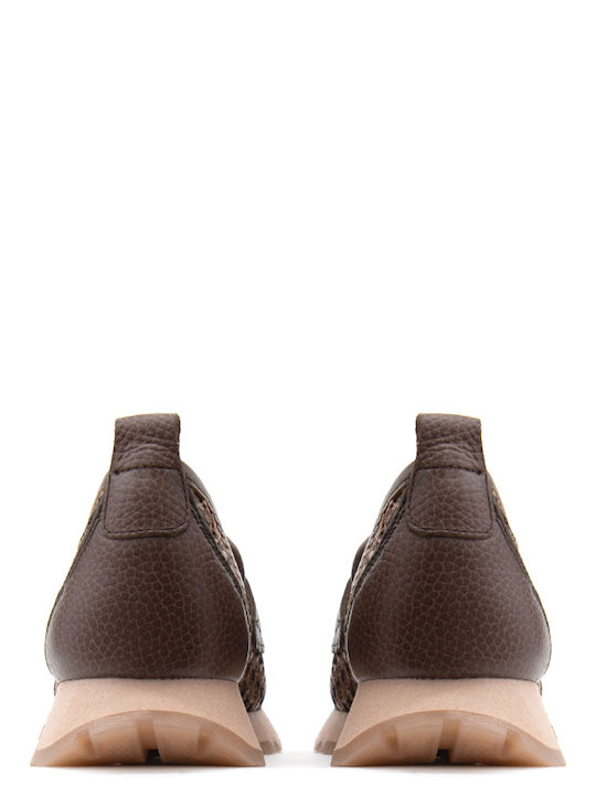 Leather Women's Loafers in Brown Colour