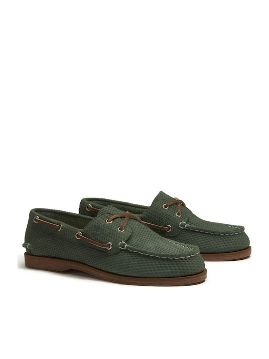 Classic Leather Women's Loafers in Green Colour