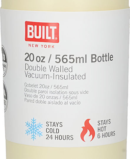 Built Thermal Ποτήρι Θερμός Ανοξείδωτο BPA Free 590ml Μπεζ με Επιστόμιο