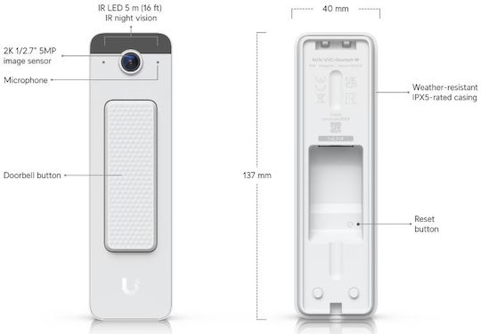 Ubiquiti Doorbell Lite Κουδούνι Πόρτας Λευκό