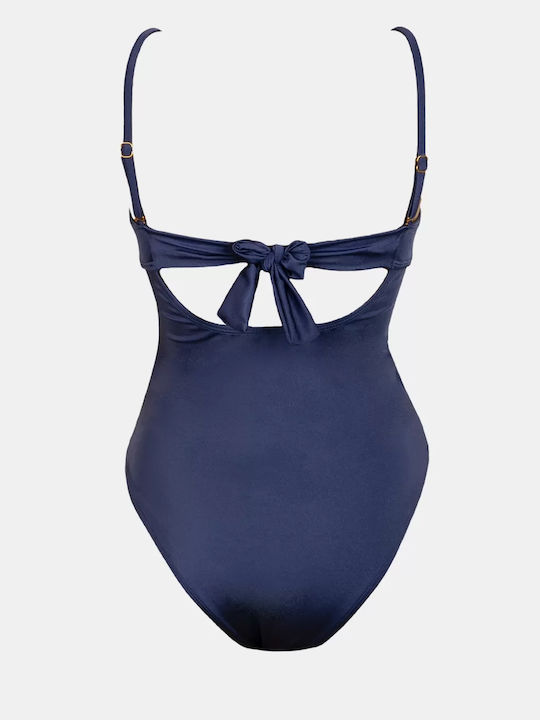 Strapless Swimsuit with Openings Blue Everblue