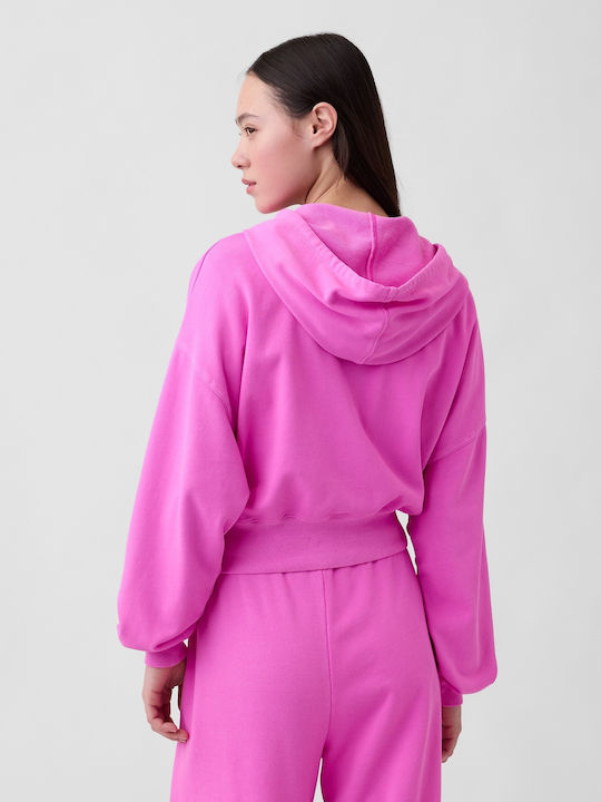 Long Women's Hoodie Cardigan Sweatshirt Hooded Neon Pink Glow