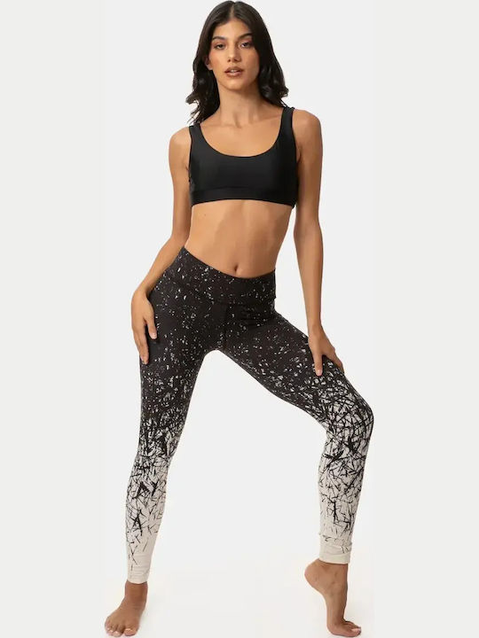 Athletic Leggings Lines Size M Black