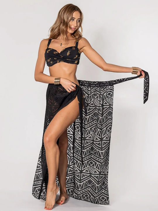 Rock Club Transparent Women's Beachwear Skirt Black 3 FB808 028