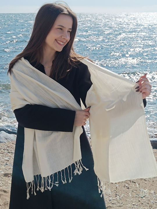 Women's Silk Shawl White