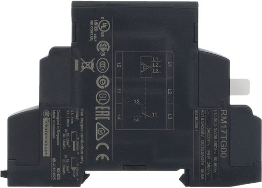 Schneider Electric Zelio Control Τριφασικός Επιτηρητής Τάσης Ράγας Φάσεων RM17-T 183-528 VAC RM17TG00