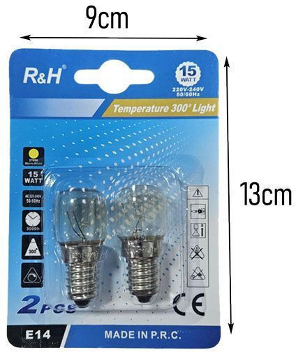 R&h Λάμπες Φούρνου E14 15w 300° Σετ 2 Τεμαχίων Oven Bulbs E14 15w 300° Set 2 Pieces