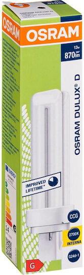 Osram Dulux D Lampă Fluorescentă Pentru Bază De Bec G24D-1 13W