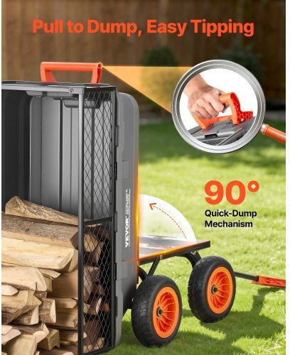 Dump Garden Cart for Log Transport Plastic with Maximum Load Capacity 362kg